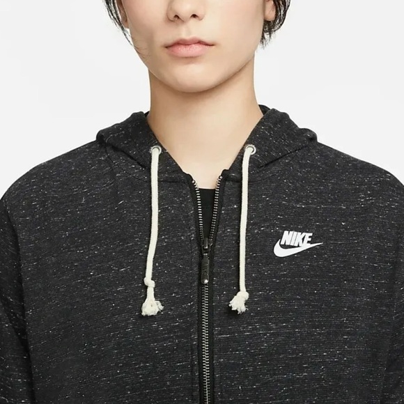 Nike Sportswear Gym Vintage organic cotton Full Zip gray hoodie Woman’s Small - Picture 3 of 13